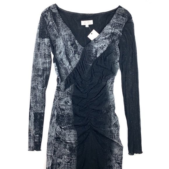 Deadstock Vintage Mesh Glitter Bodycon Dress | M - Picture 3 of 4